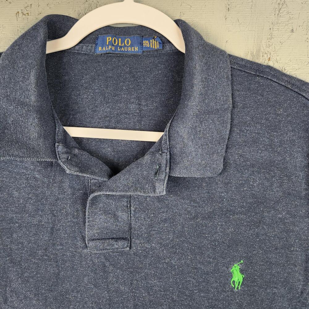 Polo Ralph Lauren Polo Shirt Mens 2XL Blue Heather Green Small Pony Logo Golf